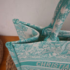 Dior Book Tote Medium Animal Collection Tiger Mint Green Silver Hardware