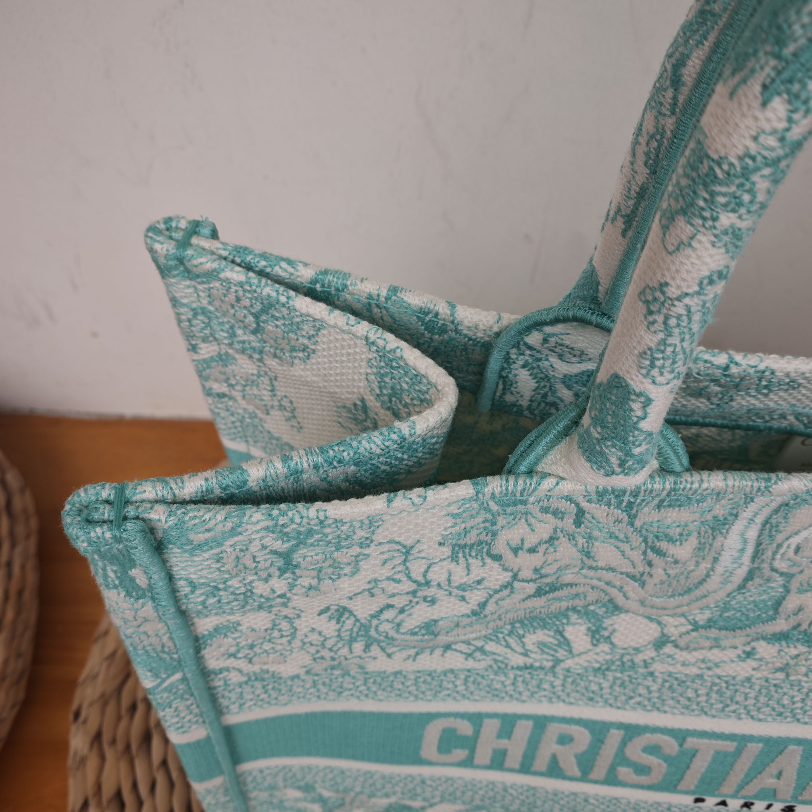 Dior Book Tote Medium Animal Collection Tiger Mint Green Silver Hardware