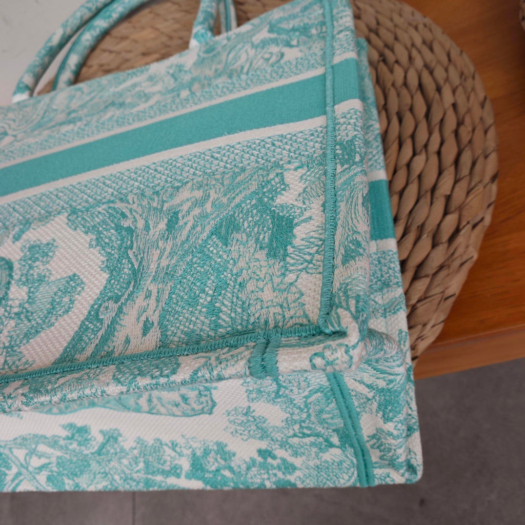 Dior Book Tote Medium Animal Collection Tiger Mint Green Silver Hardware