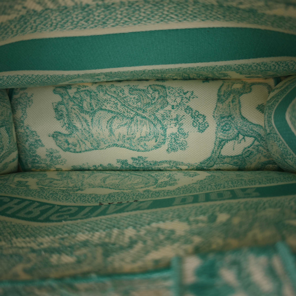 Dior Book Tote Medium Animal Collection Tiger Mint Green Silver Hardware