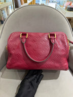Louis Vuitton Monogram Empreinte Speedy 25 Boston Bag Red Gold Hardware