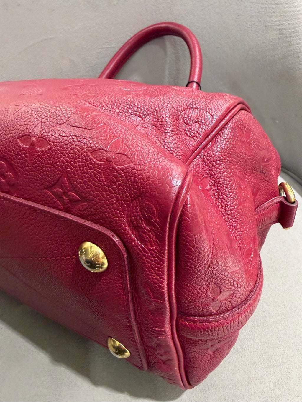 Louis Vuitton Monogram Empreinte Speedy 25 Boston Bag Red Gold Hardware