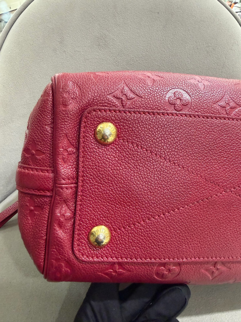 Louis Vuitton Monogram Empreinte Speedy 25 Boston Bag Red Gold Hardware