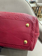 Louis Vuitton Monogram Empreinte Speedy 25 Boston Bag Red Gold Hardware