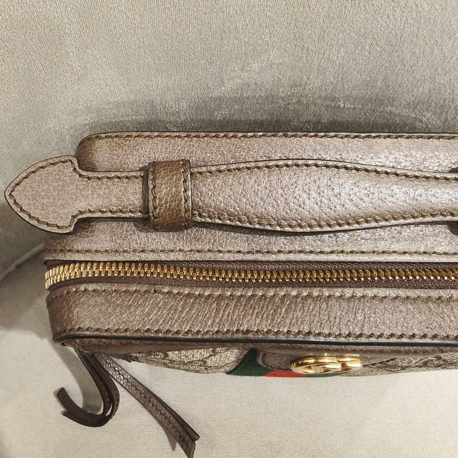 Gucci Ophidia Shoulder Bag GG Supreme Canvas Brown Leather Gold Hardware