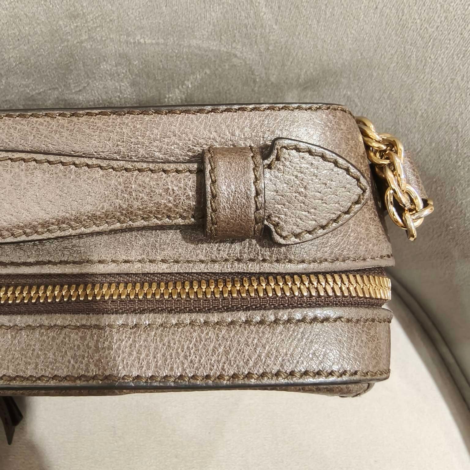 Gucci Ophidia Shoulder Bag GG Supreme Canvas Brown Leather Gold Hardware