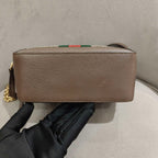 Gucci Ophidia Shoulder Bag GG Supreme Canvas Brown Leather Gold Hardware