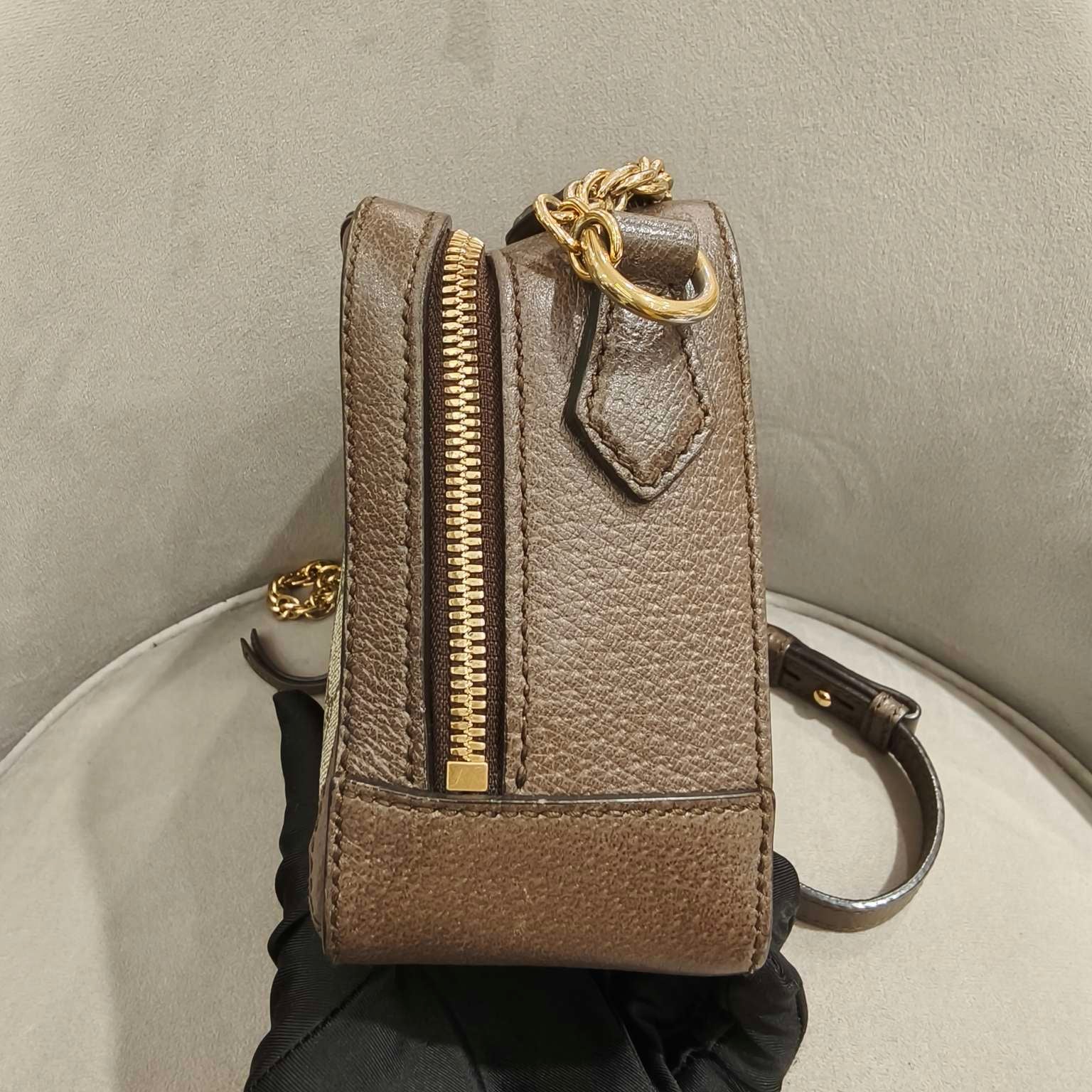 Gucci Ophidia Shoulder Bag GG Supreme Canvas Brown Leather Gold Hardware