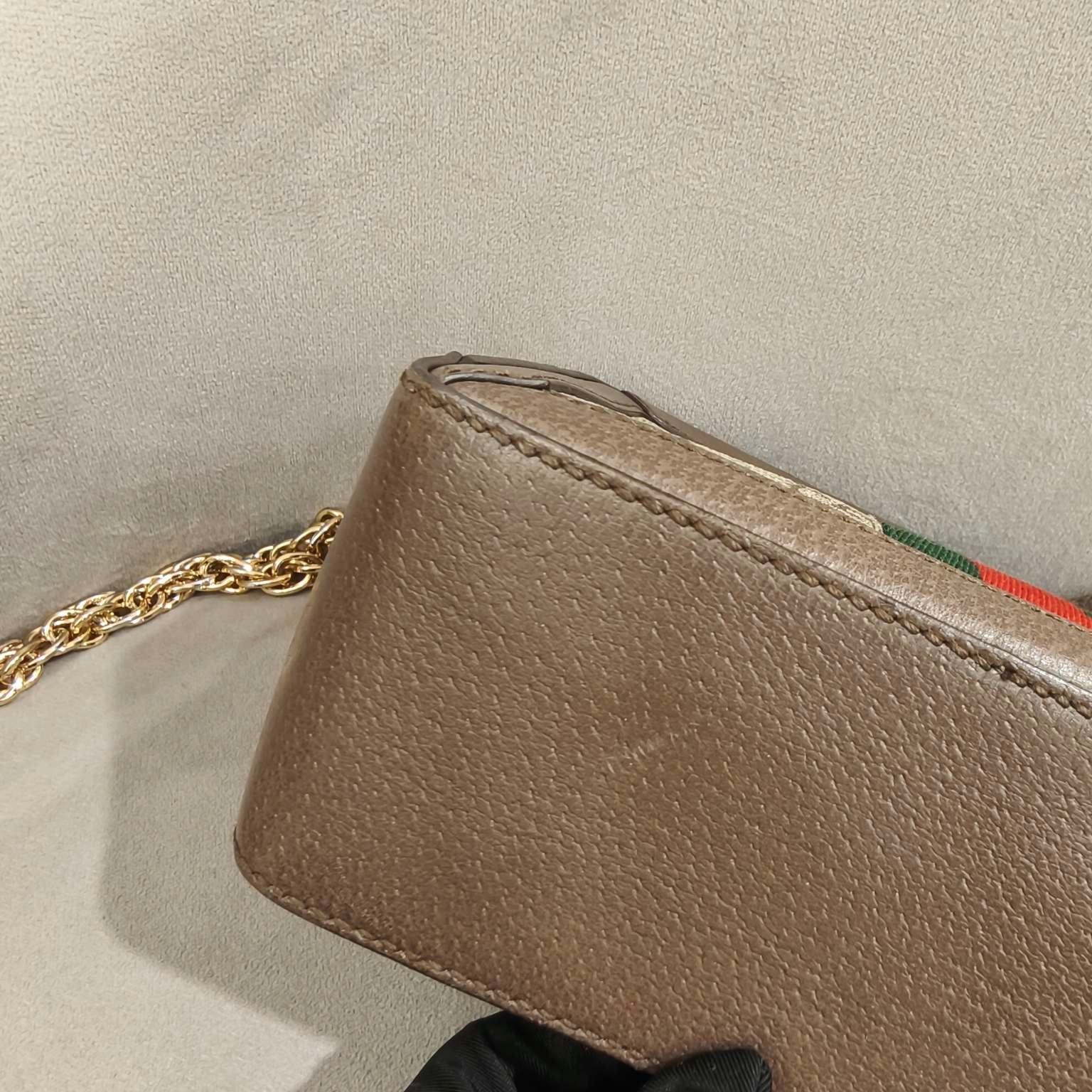 Gucci Ophidia Shoulder Bag GG Supreme Canvas Brown Leather Gold Hardware