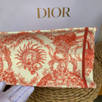 Dior Book Tote Medium Jouy Soleil Canvas Coral Orange Silver Hardware