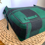 Dior Camp Messenger Bag Gingham Embroidery Green Black Silver Hardware