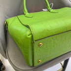 MCM Croc-Embossed Handbag Lime Green Gold Hardware