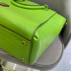 MCM Croc-Embossed Handbag Lime Green Gold Hardware
