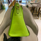MCM Croc-Embossed Handbag Lime Green Gold Hardware