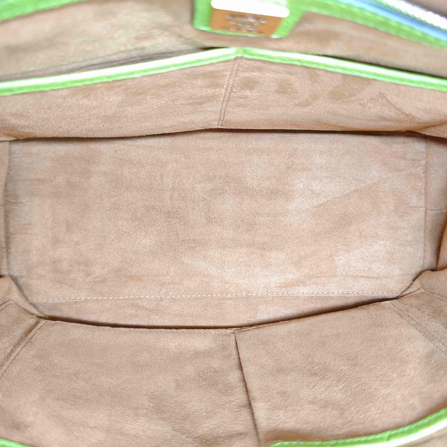 MCM Croc-Embossed Handbag Lime Green Gold Hardware