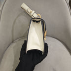 Gucci Sylvie Handbag Cream Leather Gold Hardware