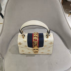 Gucci Sylvie Handbag Cream Leather Gold Hardware