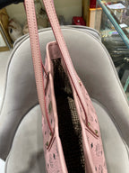 MCM Visetos Tote Bag Soft Pink Black Gold Hardware