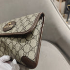 Gucci GG Supreme Belt Bag Beige/Ebony Brown Leather Gold Hardware