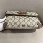 Gucci GG Supreme Belt Bag Beige/Ebony Brown Leather Gold Hardware