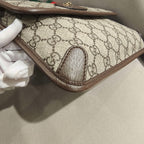 Gucci GG Supreme Belt Bag Beige/Ebony Brown Leather Gold Hardware