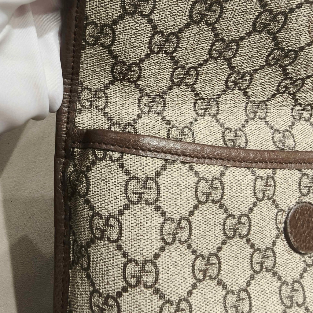 Gucci GG Supreme Belt Bag Beige/Ebony Brown Leather Gold Hardware