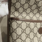 Gucci GG Supreme Belt Bag Beige/Ebony Brown Leather Gold Hardware