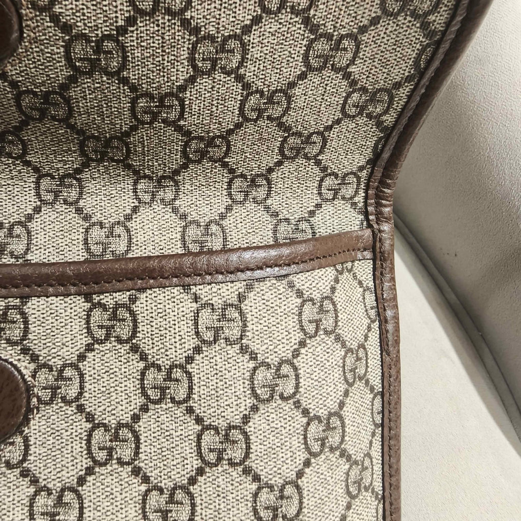 Gucci GG Supreme Belt Bag Beige/Ebony Brown Leather Gold Hardware