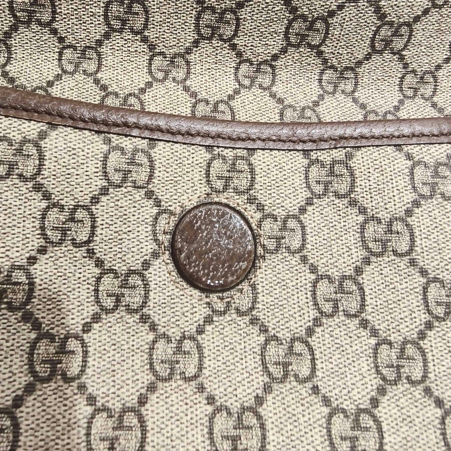 Gucci GG Supreme Belt Bag Beige/Ebony Brown Leather Gold Hardware