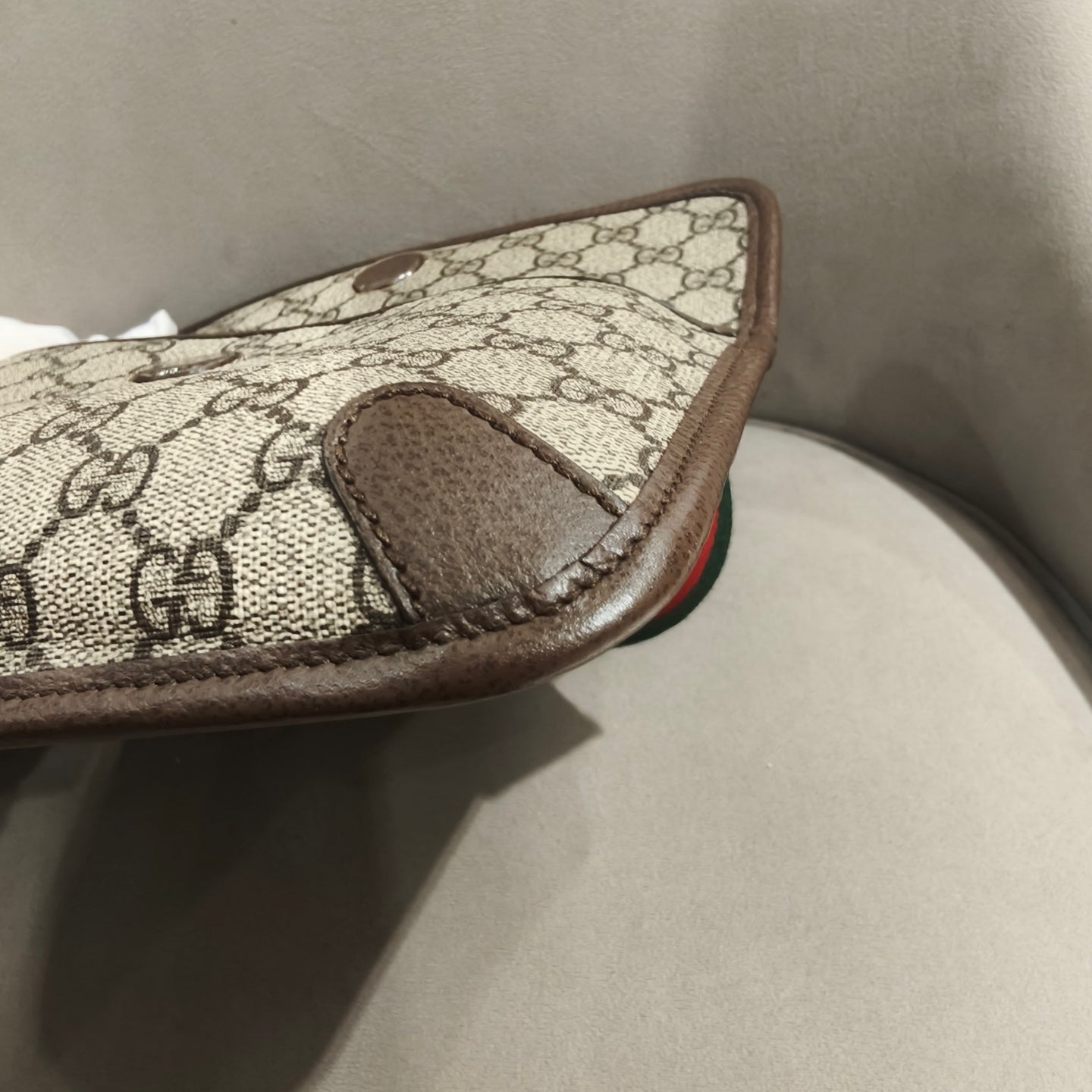 Gucci GG Supreme Belt Bag Beige/Ebony Brown Leather Gold Hardware