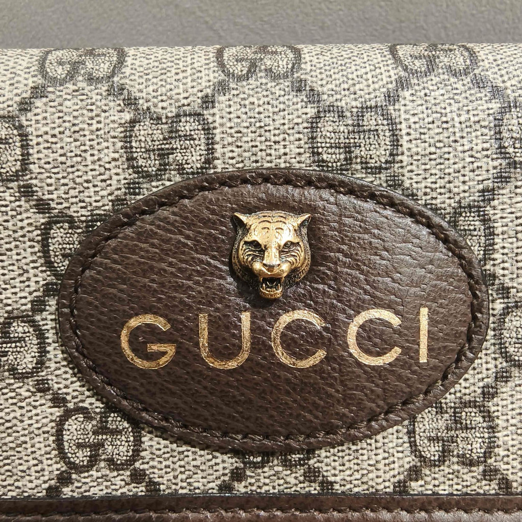 Gucci GG Supreme Belt Bag Beige/Ebony Brown Leather Gold Hardware