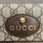 Gucci GG Supreme Belt Bag Beige/Ebony Brown Leather Gold Hardware