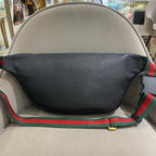 Gucci Print Belt Bag Black Pebbled Leather Gold Hardware