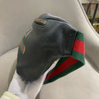 Gucci Print Belt Bag Black Pebbled Leather Gold Hardware