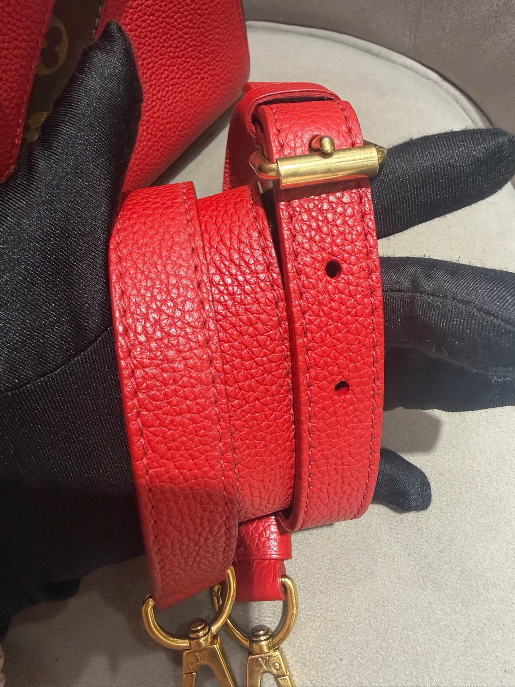 Louis Vuitton Vavin Top-Handle Bag Red Grained Leather Gold Hardware
