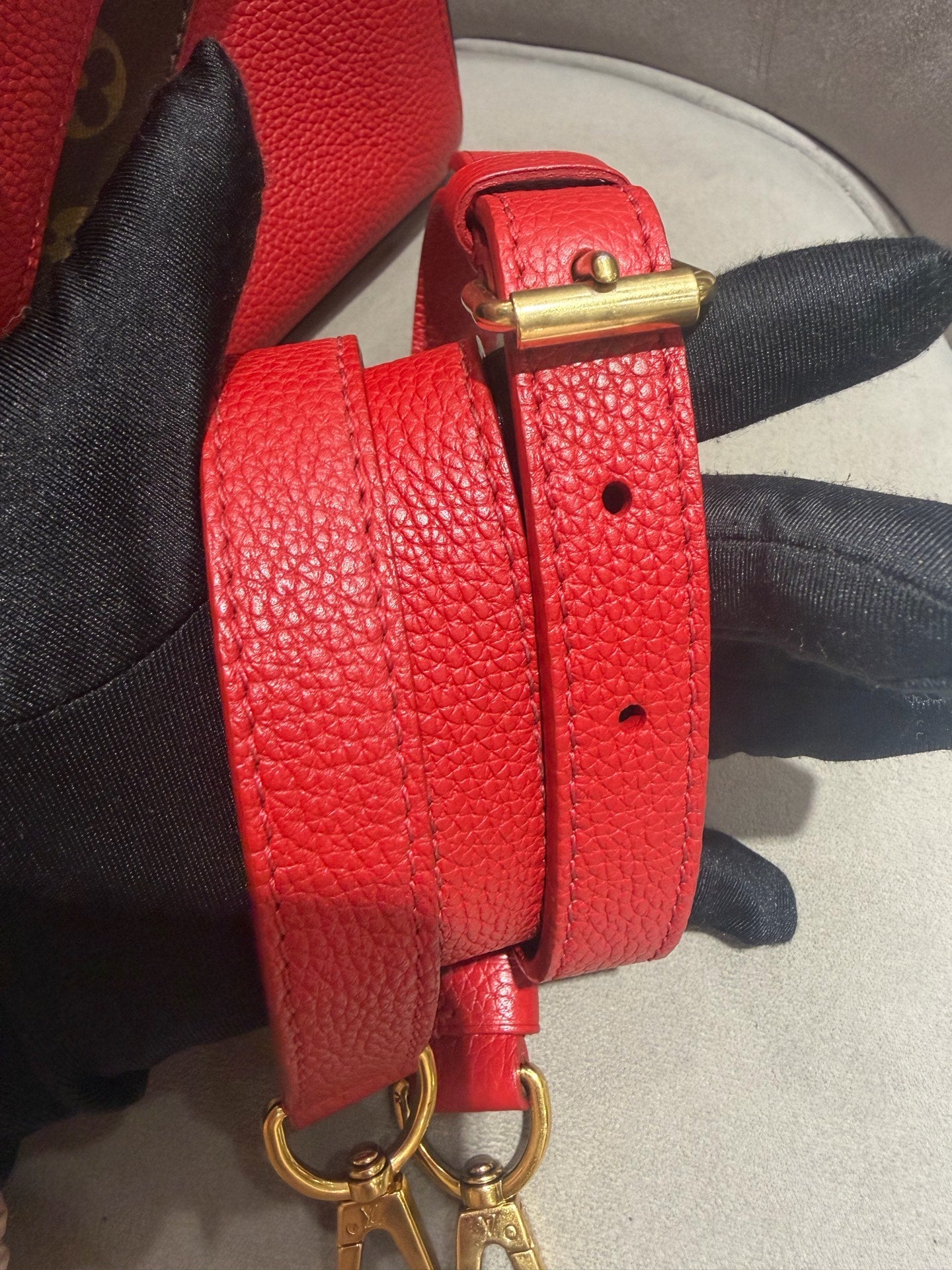 Louis Vuitton Vavin Top-Handle Bag Red Grained Leather Gold Hardware