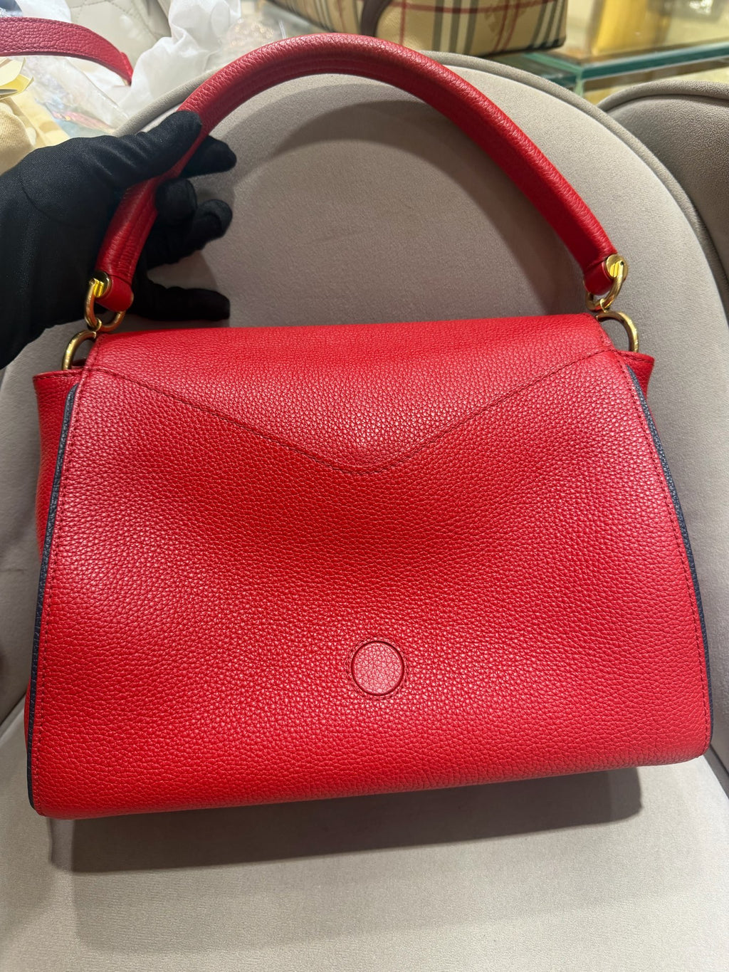 Louis Vuitton Vavin Top-Handle Bag Red Grained Leather Gold Hardware