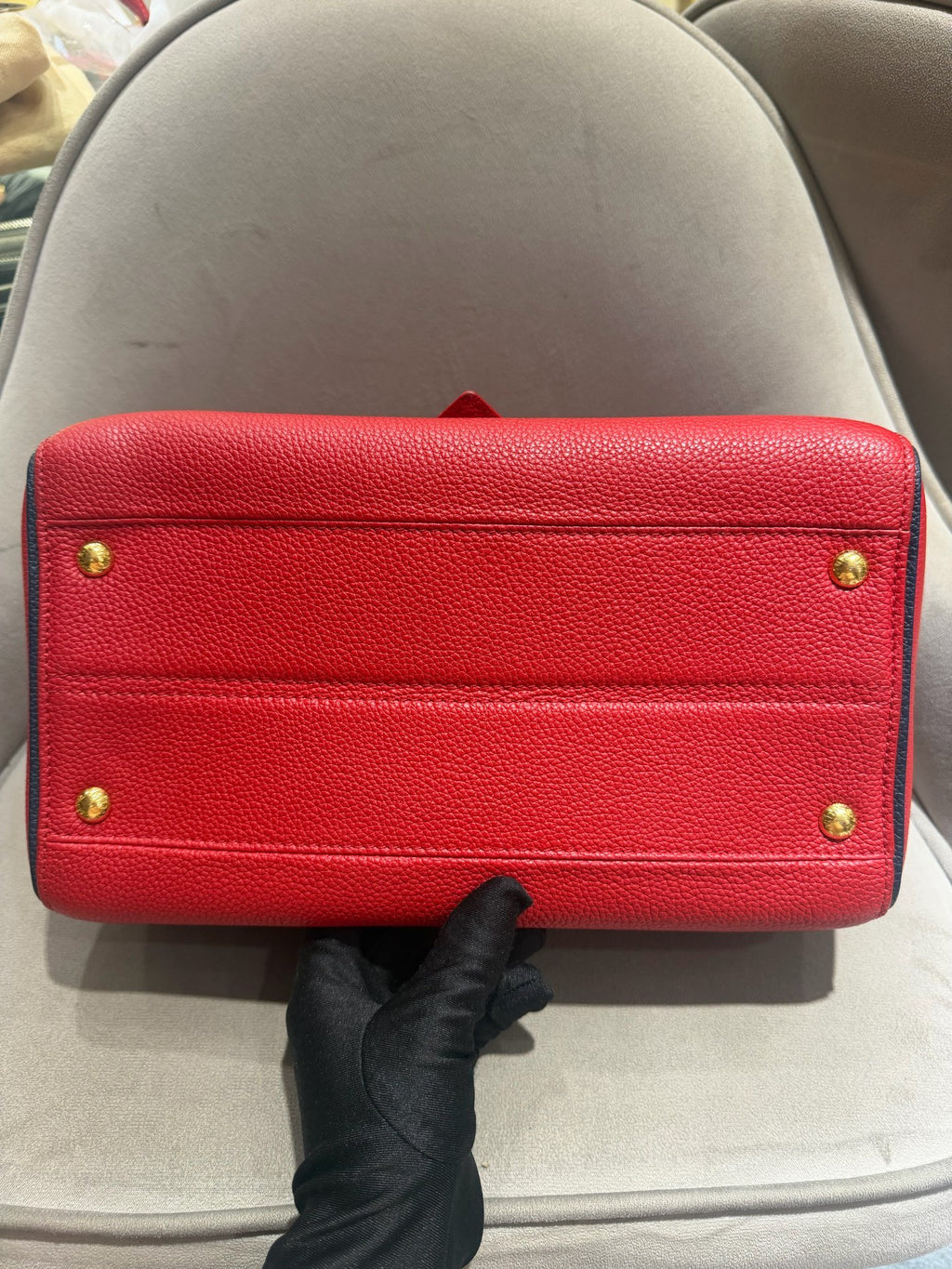 Louis Vuitton Vavin Top-Handle Bag Red Grained Leather Gold Hardware