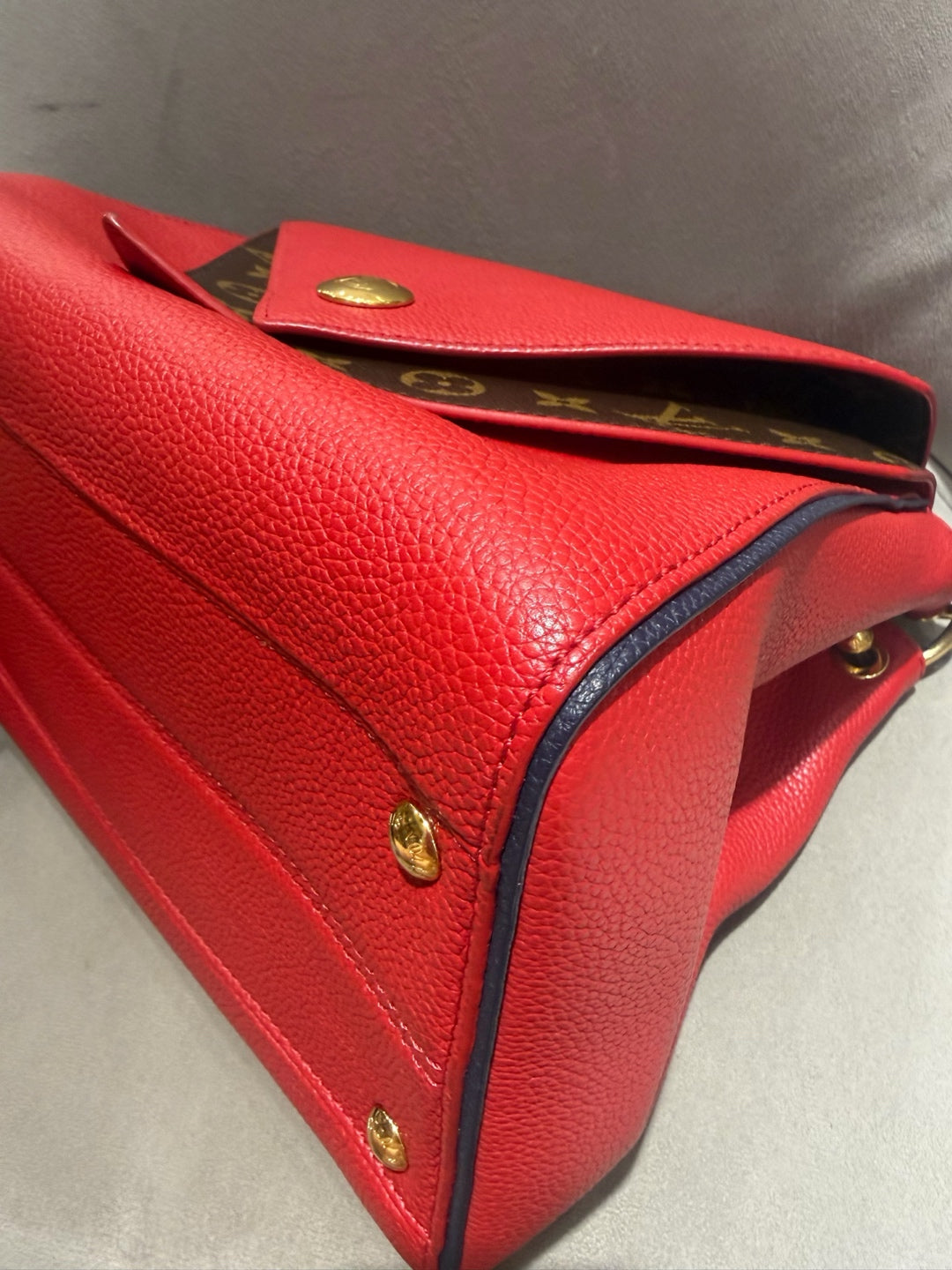 Louis Vuitton Vavin Top-Handle Bag Red Grained Leather Gold Hardware
