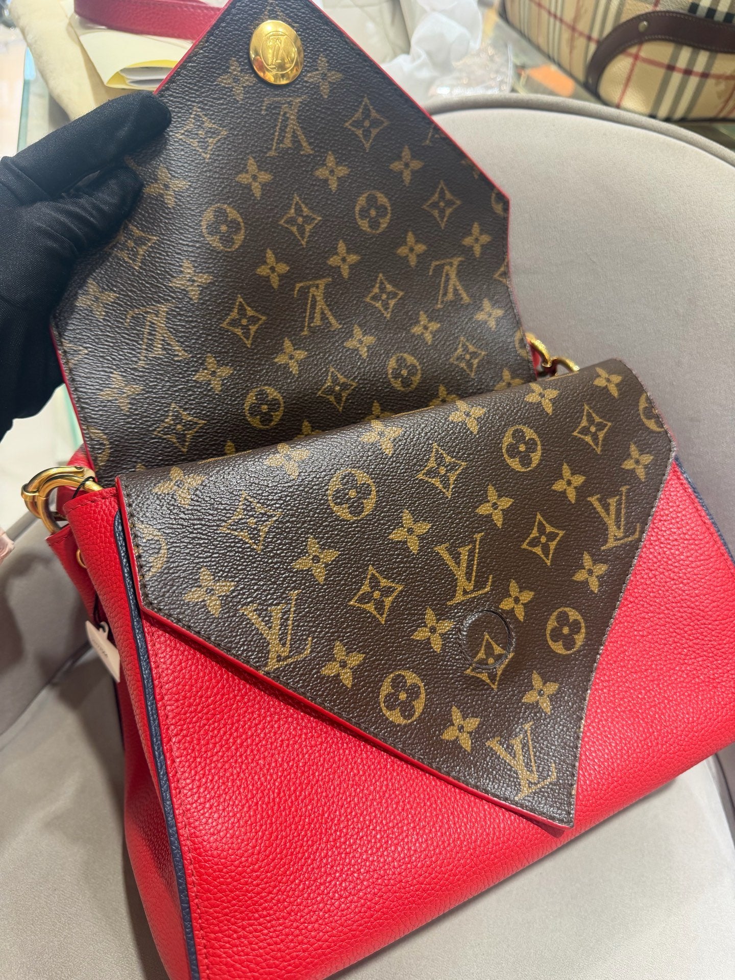 Louis Vuitton Vavin Top-Handle Bag Red Grained Leather Gold Hardware