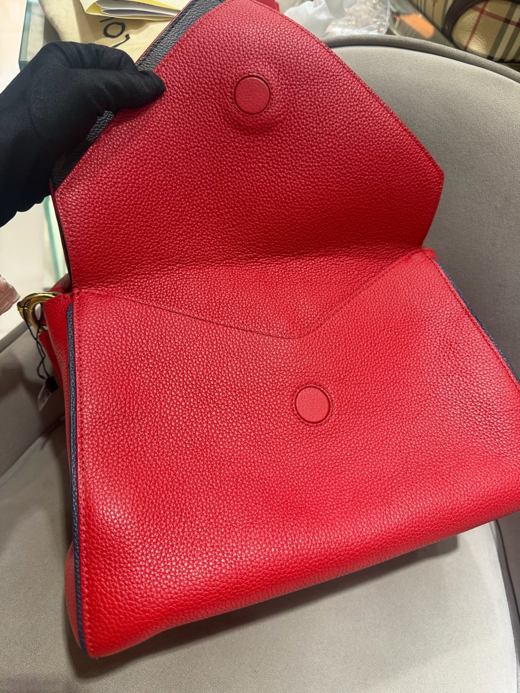 Louis Vuitton Vavin Top-Handle Bag Red Grained Leather Gold Hardware
