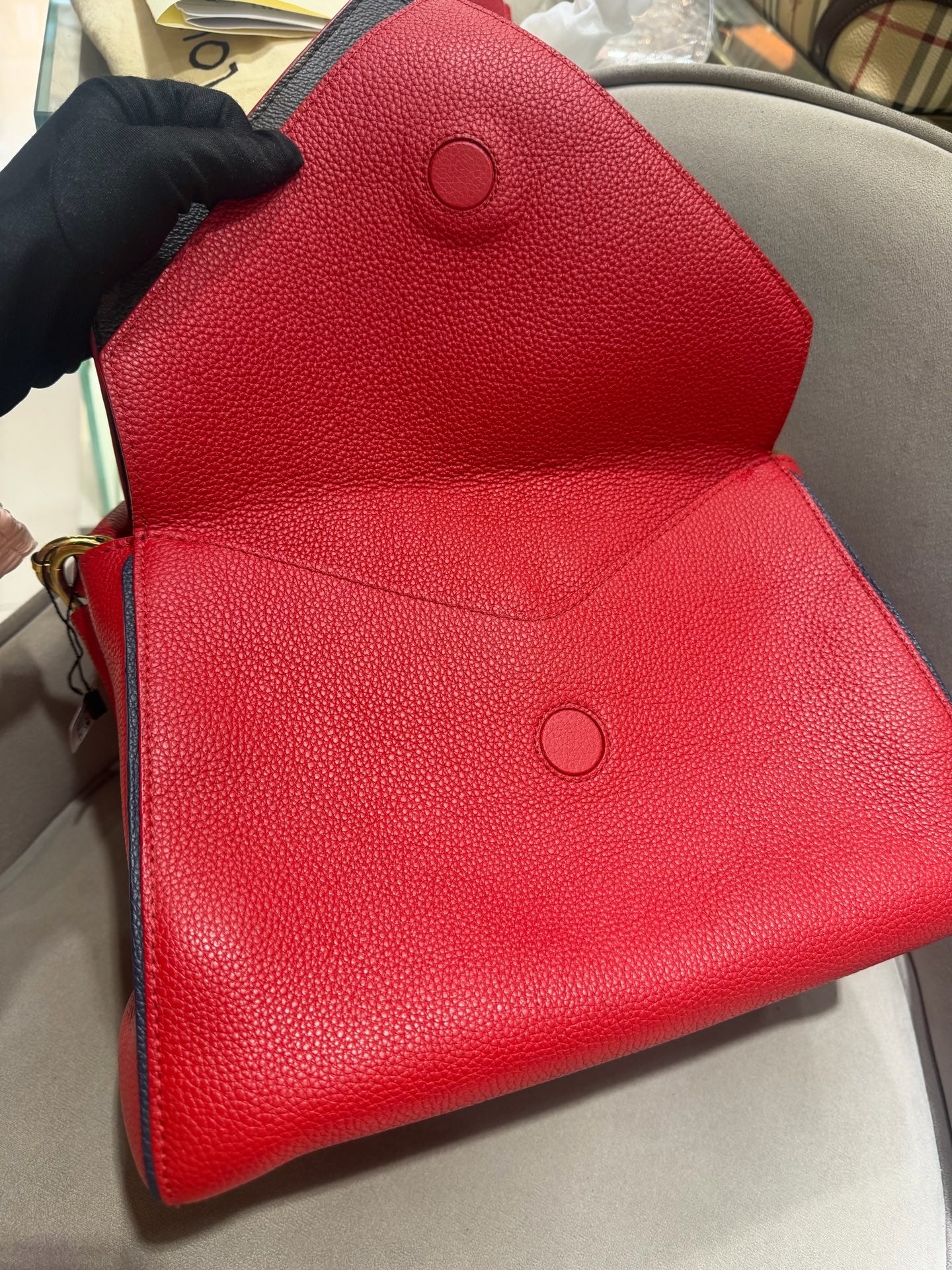 Louis Vuitton Vavin Top-Handle Bag Red Grained Leather Gold Hardware