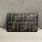 Fendi Zucca Compact Wallet Tobacco Brown Monogram Canvas Gold Hardware