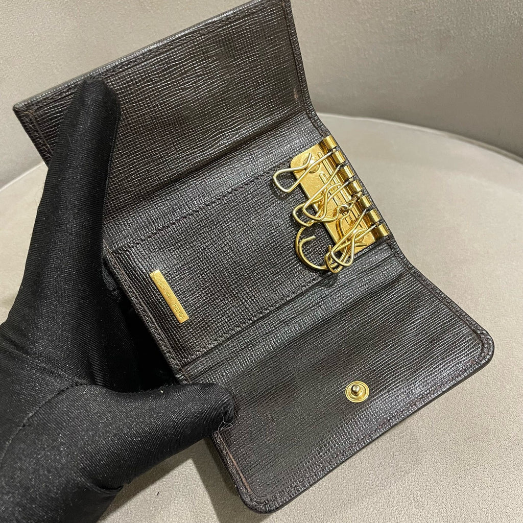 Fendi Zucca Compact Wallet Tobacco Brown Monogram Canvas Gold Hardware