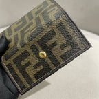 Fendi Zucca Compact Wallet Tobacco Brown Monogram Canvas Gold Hardware