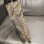 Fendi Zucca Shoulder Bag Tobacco Brown Monogram Canvas Silver Hardware