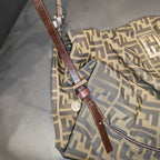 Fendi Zucca Shoulder Bag Tobacco Brown Monogram Canvas Silver Hardware