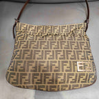 Fendi Zucca Shoulder Bag Tobacco Brown Monogram Canvas Silver Hardware