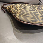 Fendi Zucca Shoulder Bag Tobacco Brown Monogram Canvas Silver Hardware