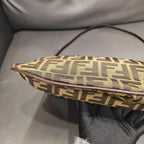 Fendi Zucca Shoulder Bag Tobacco Brown Monogram Canvas Silver Hardware